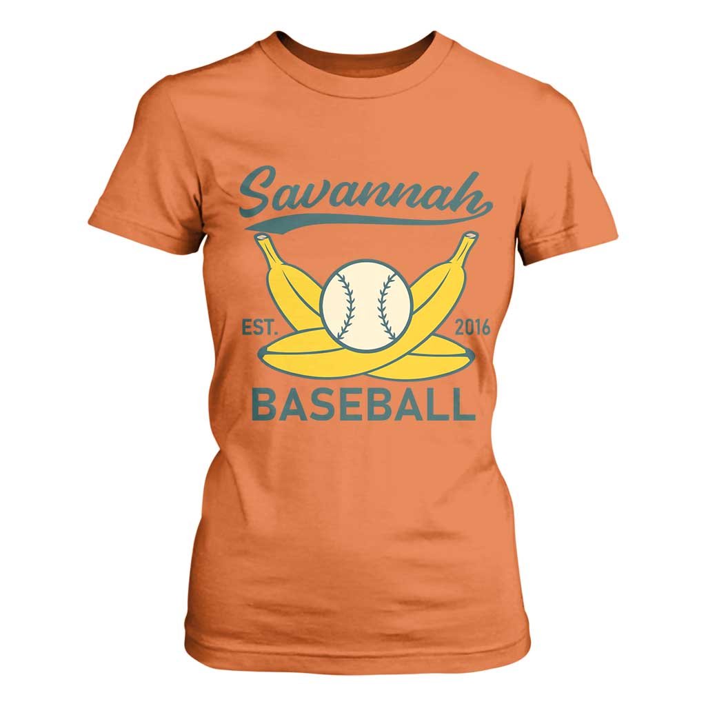 Retro Savannah Baseball Est. 2016 T Shirt For Women Funny Banana and Ball Vintage Sports TS02 Orange Print Your Wear