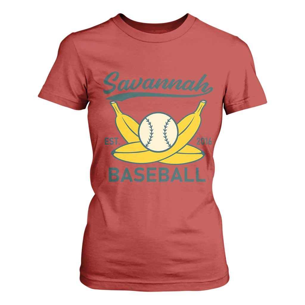 Retro Savannah Baseball Est. 2016 T Shirt For Women Funny Banana and Ball Vintage Sports TS02 Red Print Your Wear