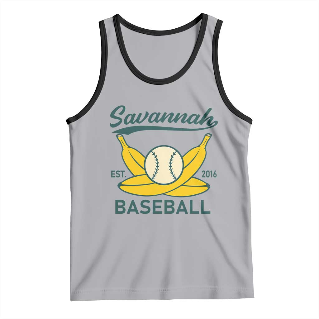 Retro Savannah Baseball Est. 2016 Tank Top Funny Banana and Ball Vintage Sports TS02 Athletic Heather Black Print Your Wear