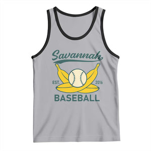Retro Savannah Baseball Est. 2016 Tank Top Funny Banana and Ball Vintage Sports TS02 Athletic Heather Black Print Your Wear