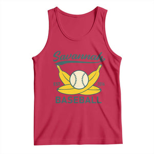 Retro Savannah Baseball Est. 2016 Tank Top Funny Banana and Ball Vintage Sports TS02 Red Print Your Wear
