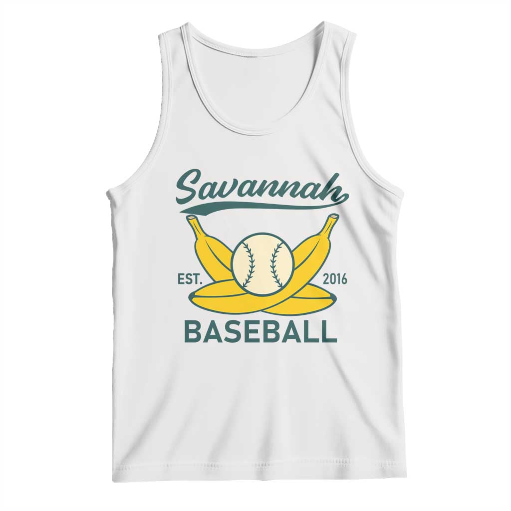 Retro Savannah Baseball Est. 2016 Tank Top Funny Banana and Ball Vintage Sports TS02 White Print Your Wear