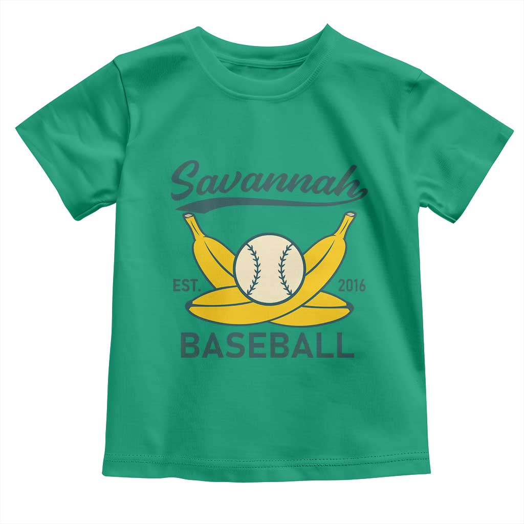 Retro Savannah Baseball Est. 2016 Toddler T Shirt Funny Banana and Ball Vintage Sports TS02 Irish Green Print Your Wear