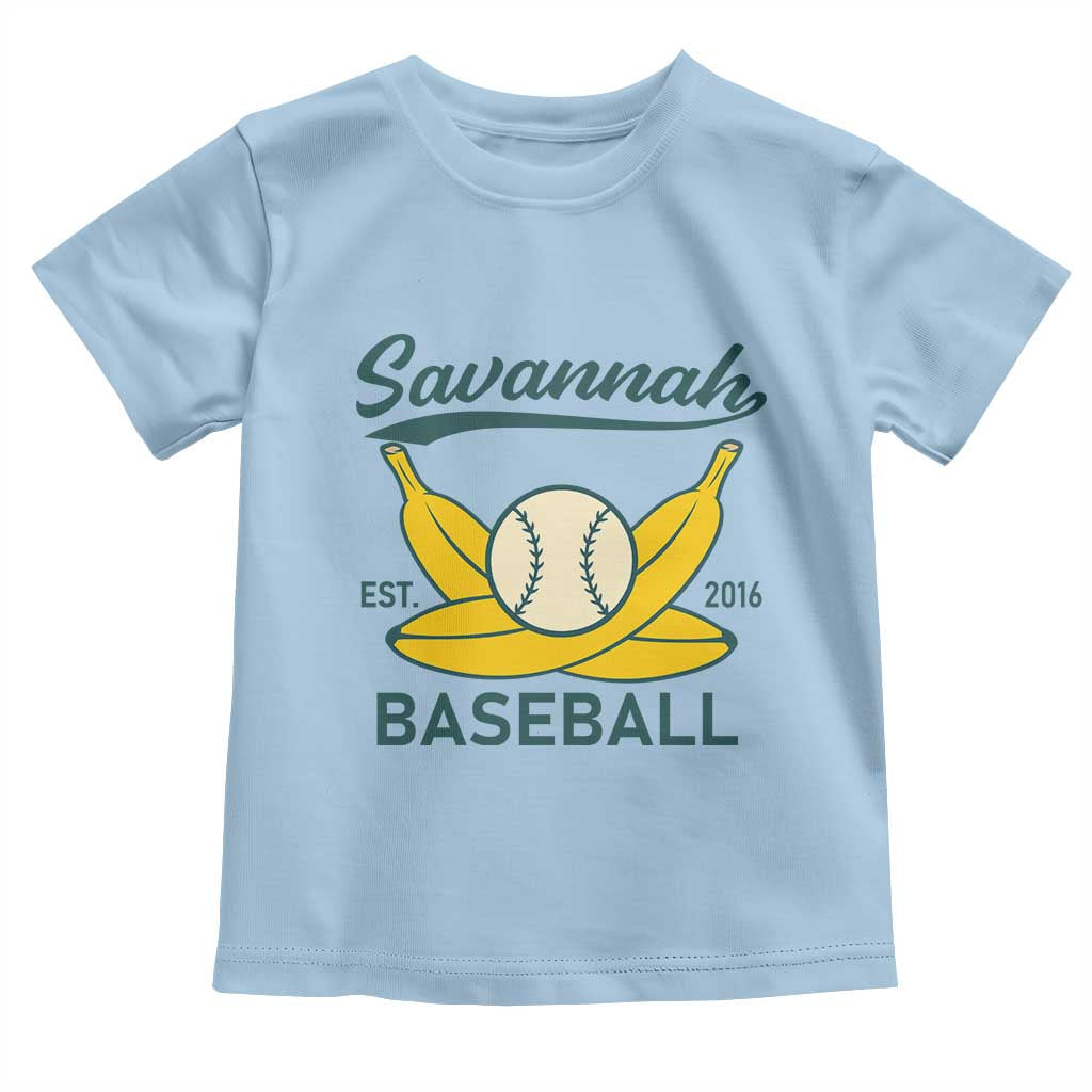 Retro Savannah Baseball Est. 2016 Toddler T Shirt Funny Banana and Ball Vintage Sports TS02 Light Blue Print Your Wear