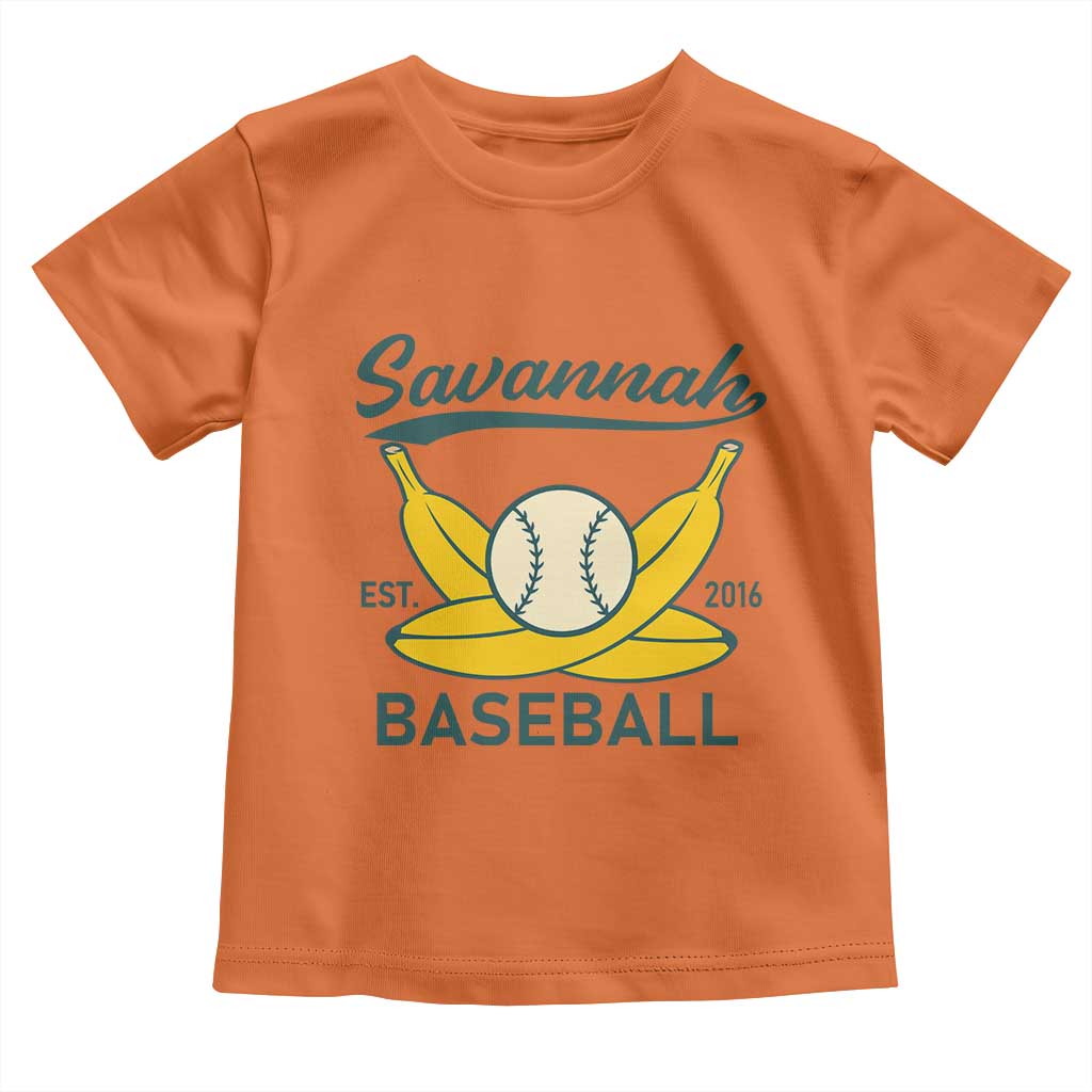 Retro Savannah Baseball Est. 2016 Toddler T Shirt Funny Banana and Ball Vintage Sports TS02 Orange Print Your Wear