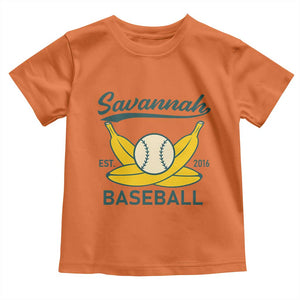 Retro Savannah Baseball Est. 2016 Toddler T Shirt Funny Banana and Ball Vintage Sports TS02 Orange Print Your Wear