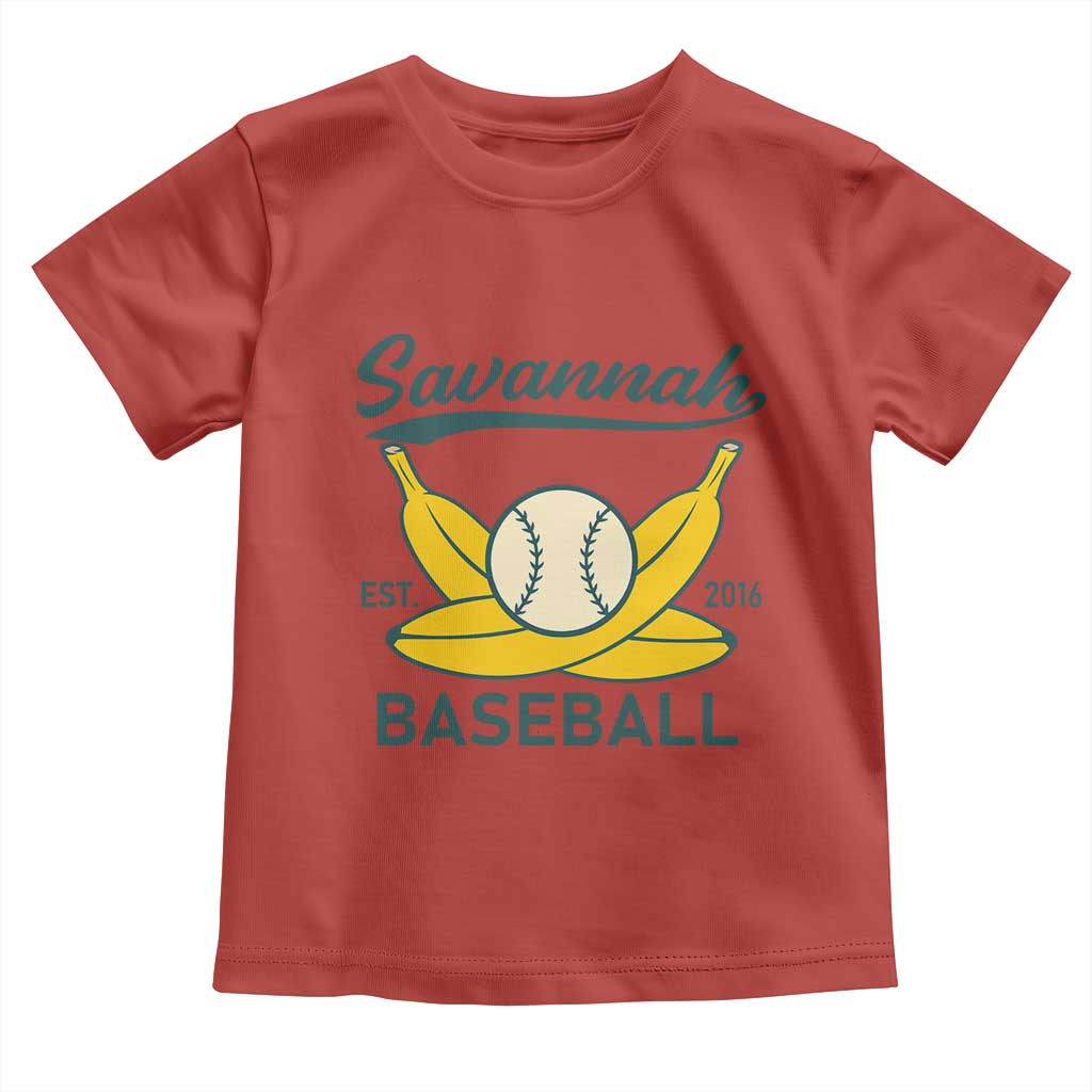 Retro Savannah Baseball Est. 2016 Toddler T Shirt Funny Banana and Ball Vintage Sports TS02 Red Print Your Wear