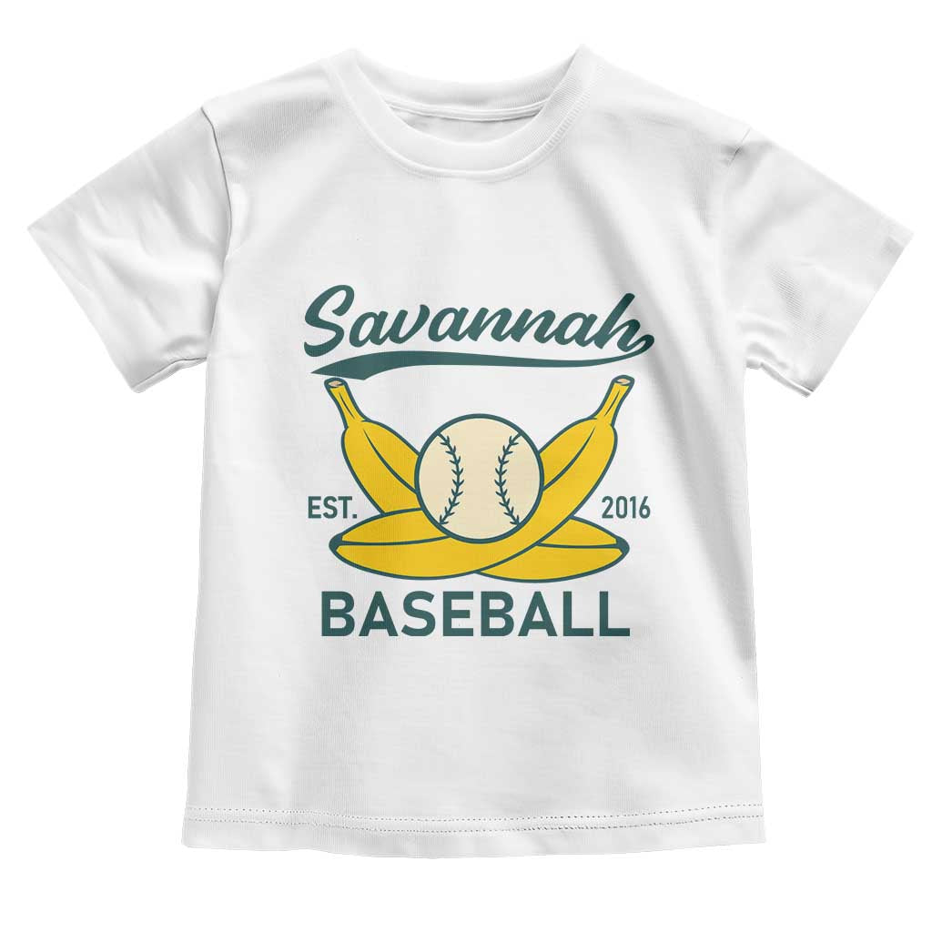 Retro Savannah Baseball Est. 2016 Toddler T Shirt Funny Banana and Ball Vintage Sports TS02 White Print Your Wear