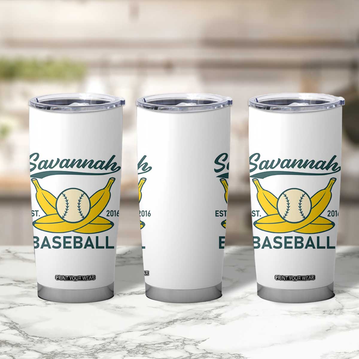Retro Savannah Baseball Est. 2016 Tumbler Cup Funny Banana and Ball Vintage Sports TS02 Print Your Wear