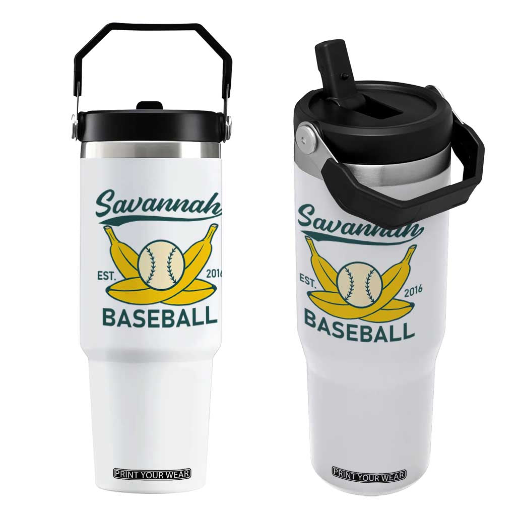 Retro Savannah Baseball Est. 2016 Flip Straw Tumbler Funny Banana and Ball Vintage Sports TS02 One Size: 30 oz White Print Your Wear