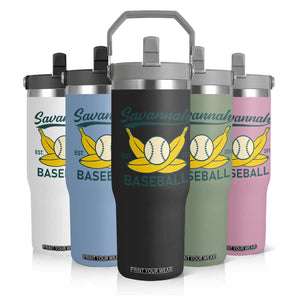 Retro Savannah Baseball Est. 2016 Flip Straw Tumbler Funny Banana and Ball Vintage Sports TS02 Print Your Wear