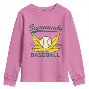 Retro Savannah Baseball Est. 2016 Youth Sweatshirt Funny Banana and Ball Vintage Sports TS02 Azalea Print Your Wear