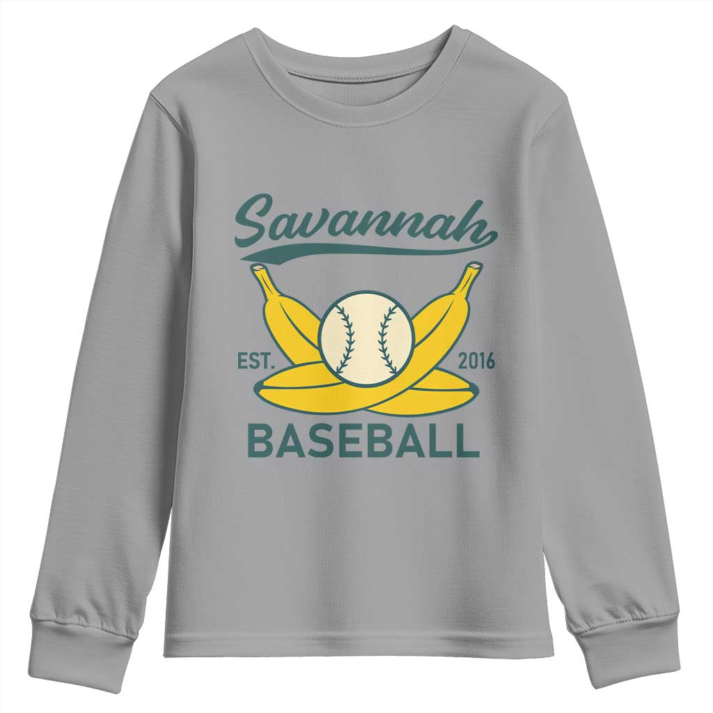 Retro Savannah Baseball Est. 2016 Youth Sweatshirt Funny Banana and Ball Vintage Sports TS02 Sport Gray Print Your Wear