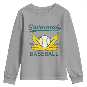 Retro Savannah Baseball Est. 2016 Youth Sweatshirt Funny Banana and Ball Vintage Sports TS02 Sport Gray Print Your Wear