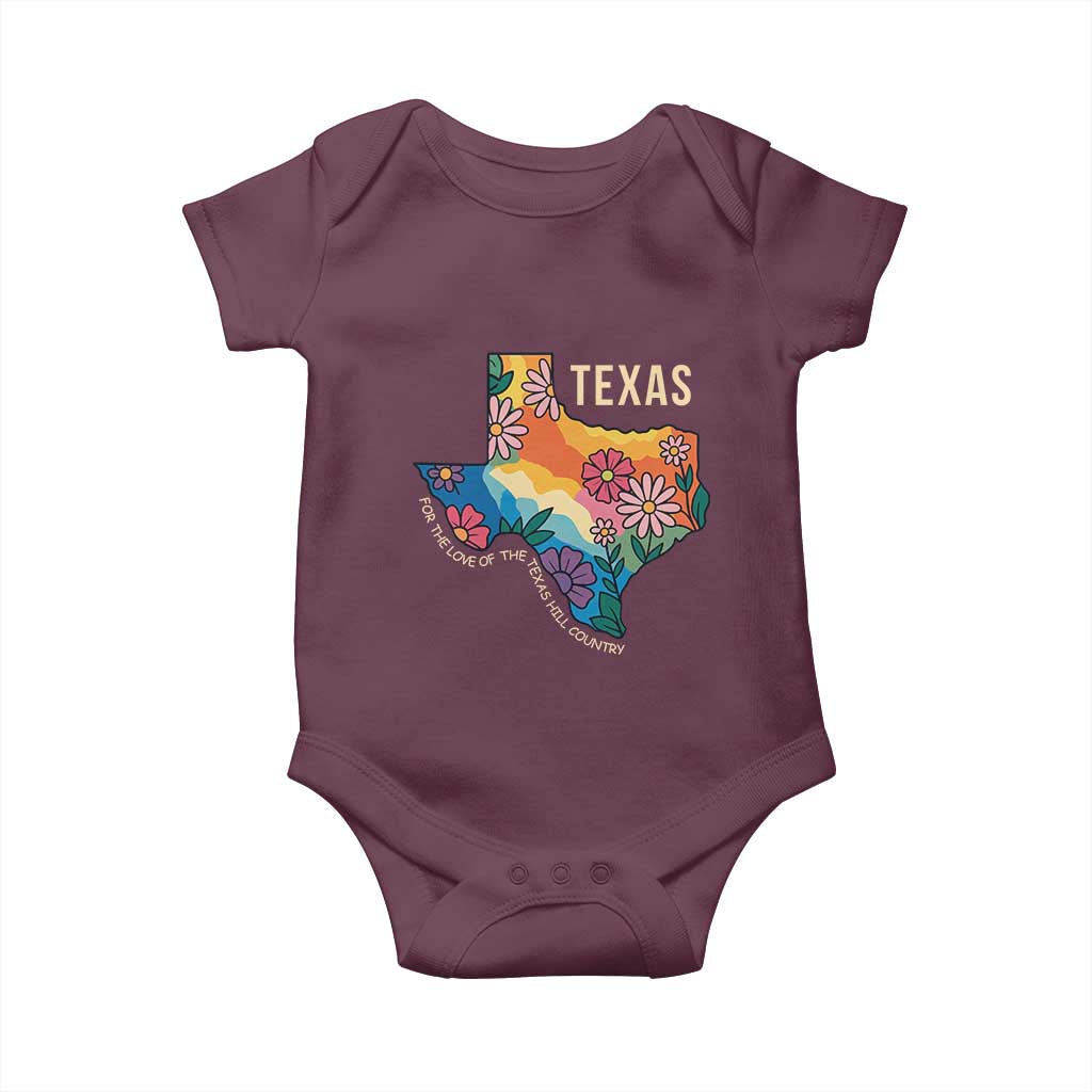 Texas Floral Boho Baby Onesie For the Love of the Texas Hill Country Southern Pride TS02 Maroon Print Your Wear