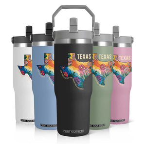 Texas Floral Boho Flip Straw Tumbler For the Love of the Texas Hill Country Southern Pride TS02 Print Your Wear