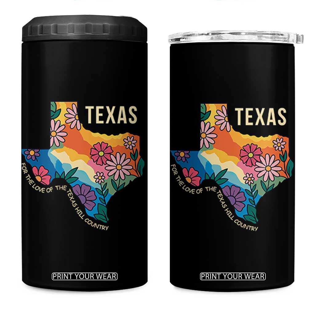 Texas Floral Boho 4 in 1 Can Cooler Tumbler For the Love of the Texas Hill Country Southern Pride TS02 One Size: 16 oz Black Print Your Wear