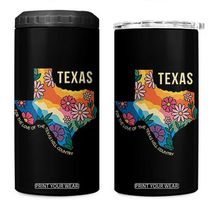 Texas Floral Boho 4 in 1 Can Cooler Tumbler For the Love of the Texas Hill Country Southern Pride TS02 One Size: 16 oz Black Print Your Wear