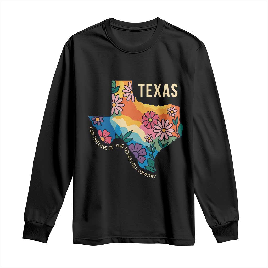 Texas Floral Boho Long Sleeve Shirt For the Love of the Texas Hill Country Southern Pride TS02 Black Print Your Wear