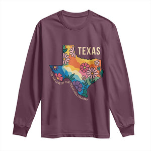 Texas Floral Boho Long Sleeve Shirt For the Love of the Texas Hill Country Southern Pride TS02 Maroon Print Your Wear