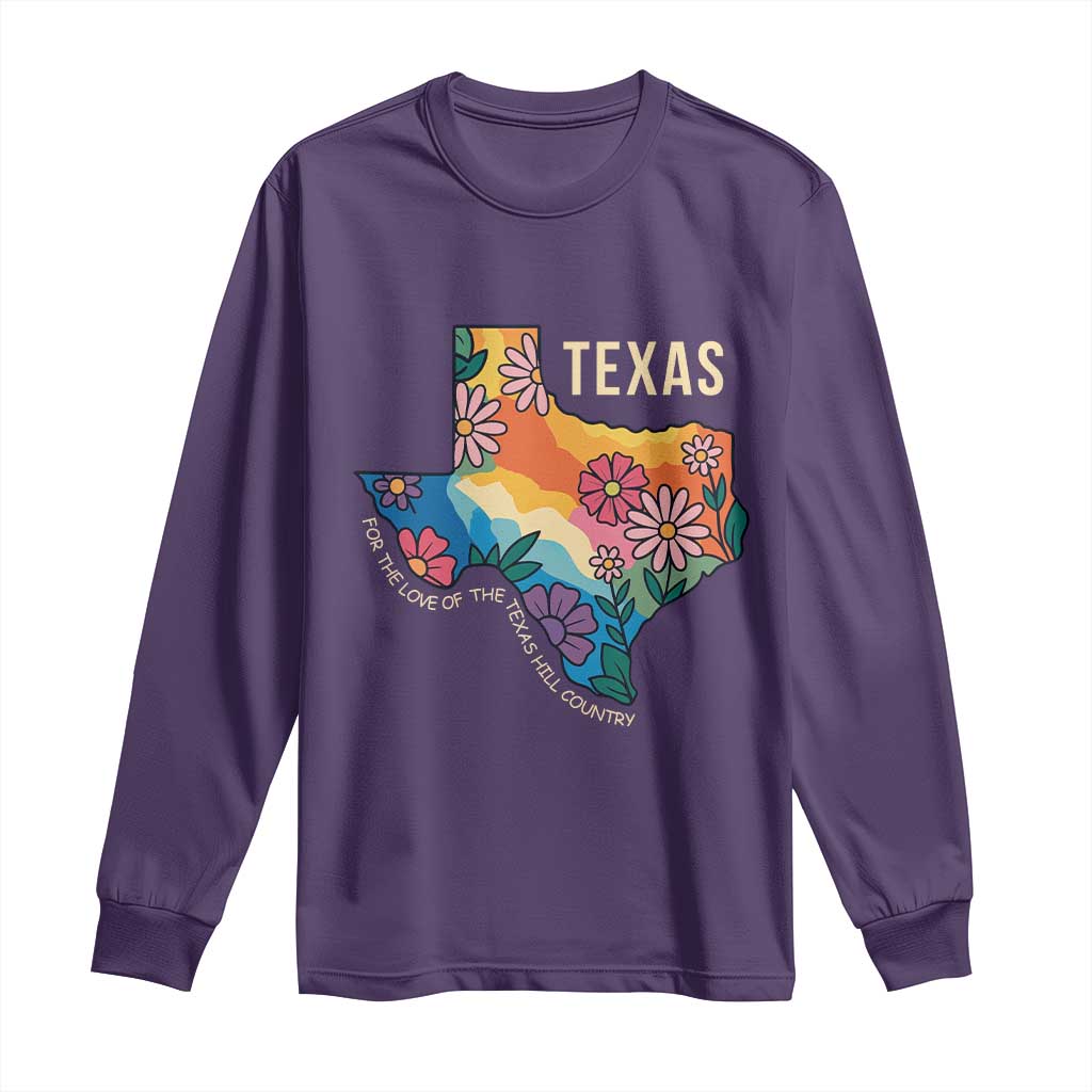Texas Floral Boho Long Sleeve Shirt For the Love of the Texas Hill Country Southern Pride TS02 Purple Print Your Wear
