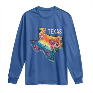 Texas Floral Boho Long Sleeve Shirt For the Love of the Texas Hill Country Southern Pride TS02 Royal Blue Print Your Wear
