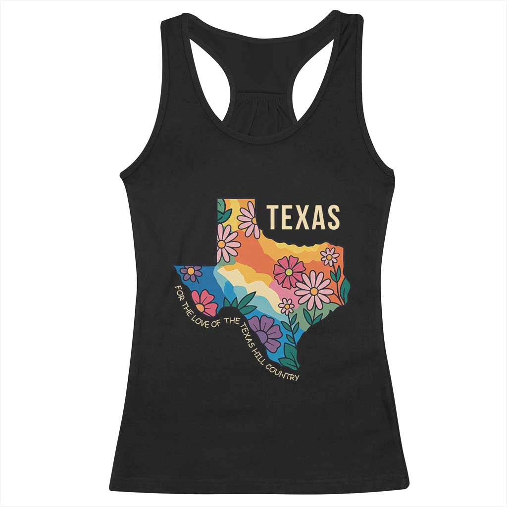 Texas Floral Boho Racerback Tank Top For the Love of the Texas Hill Country Southern Pride TS02 Black Print Your Wear