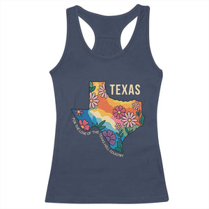 Texas Floral Boho Racerback Tank Top For the Love of the Texas Hill Country Southern Pride TS02 Navy Print Your Wear