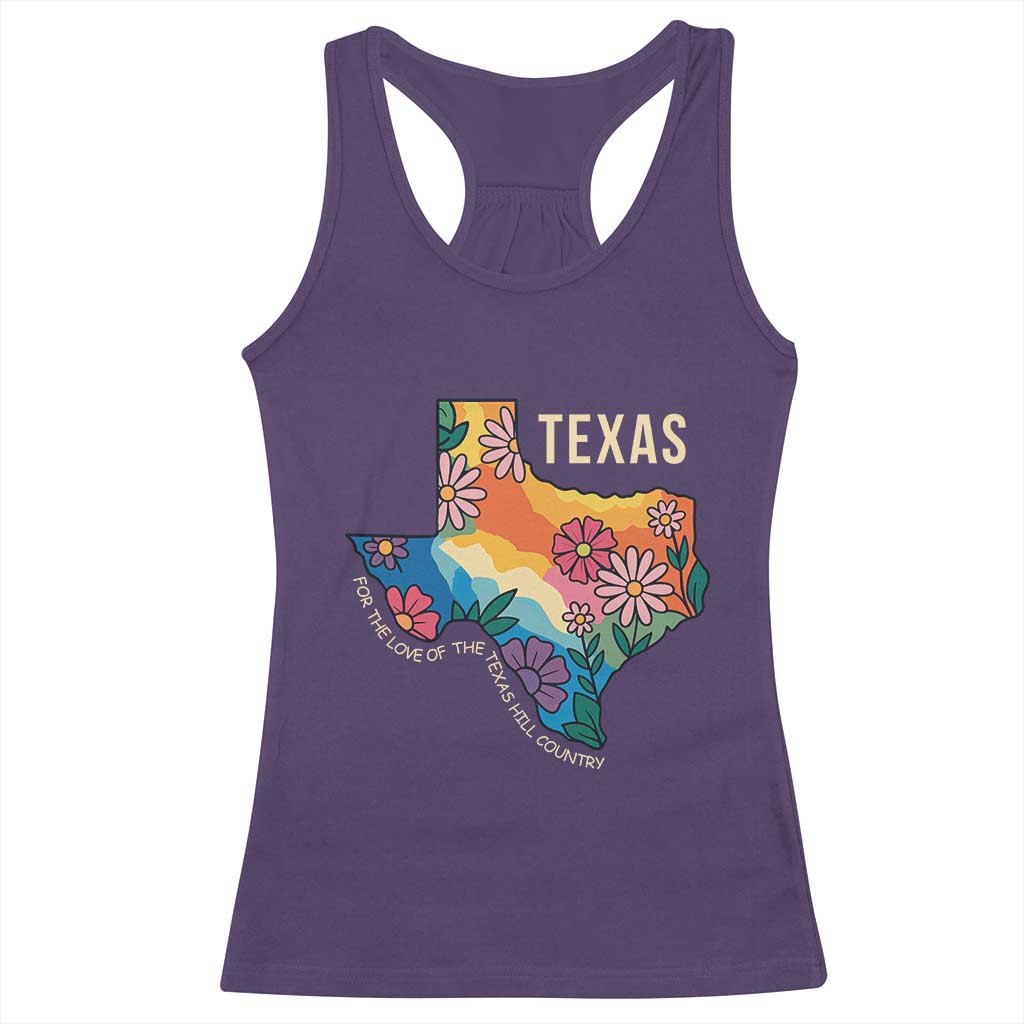 Texas Floral Boho Racerback Tank Top For the Love of the Texas Hill Country Southern Pride TS02 Purple Print Your Wear