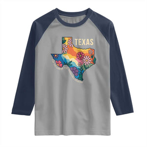 Texas Floral Boho Raglan Shirt For the Love of the Texas Hill Country Southern Pride TS02 Sport Gray Navy Print Your Wear