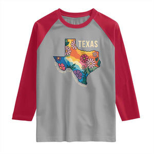 Texas Floral Boho Raglan Shirt For the Love of the Texas Hill Country Southern Pride TS02 Sport Gray Red Print Your Wear