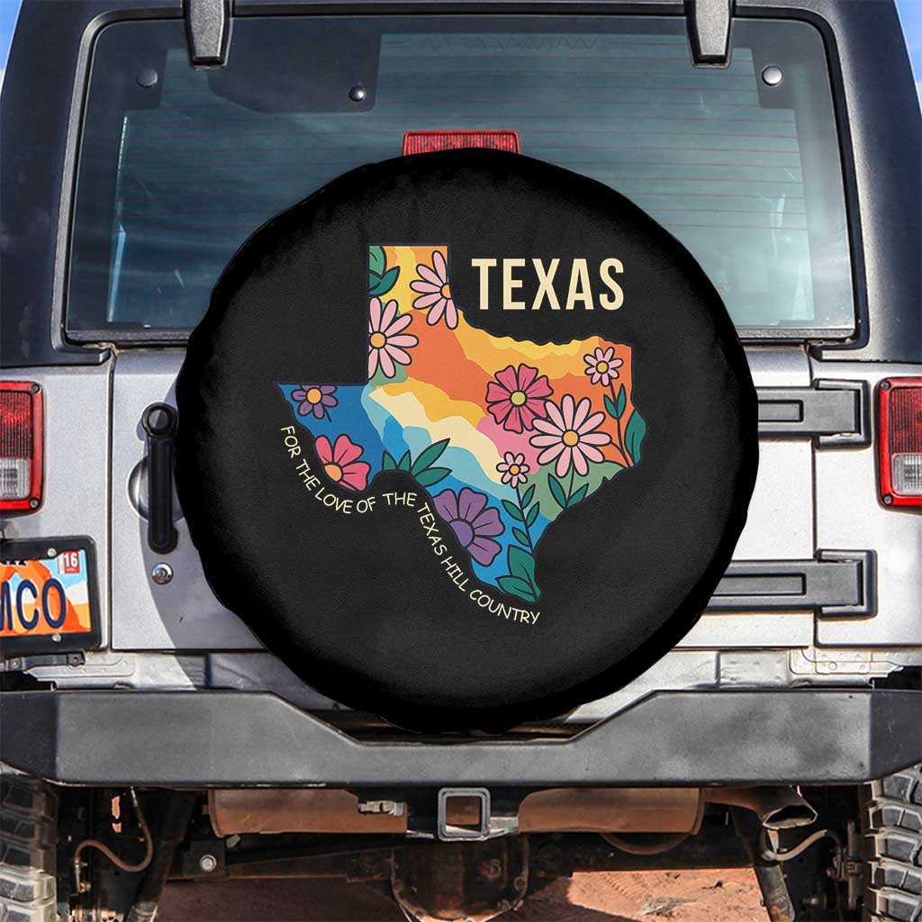 Texas Floral Boho Spare Tire Cover For the Love of the Texas Hill Country Southern Pride TS02 No hole Black Print Your Wear