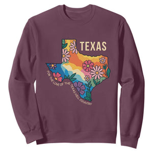 Texas Floral Boho Sweatshirt For the Love of the Texas Hill Country Southern Pride TS02 Maroon Print Your Wear