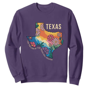 Texas Floral Boho Sweatshirt For the Love of the Texas Hill Country Southern Pride TS02 Purple Print Your Wear