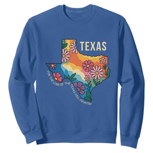 Texas Floral Boho Sweatshirt For the Love of the Texas Hill Country Southern Pride TS02 Royal Blue Print Your Wear