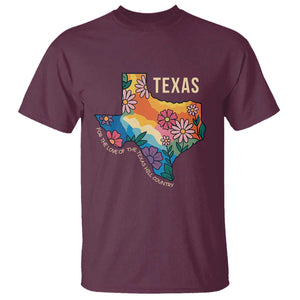 Texas Floral Boho T Shirt For the Love of the Texas Hill Country Southern Pride TS02 Maroon Print Your Wear