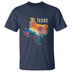 Texas Floral Boho T Shirt For the Love of the Texas Hill Country Southern Pride TS02 Navy Print Your Wear