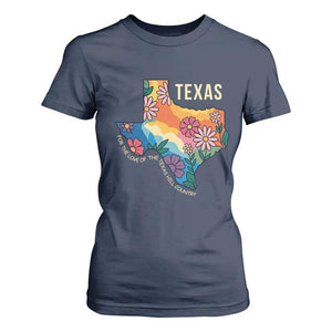 Texas Floral Boho T Shirt For Women For the Love of the Texas Hill Country Southern Pride TS02 Navy Print Your Wear