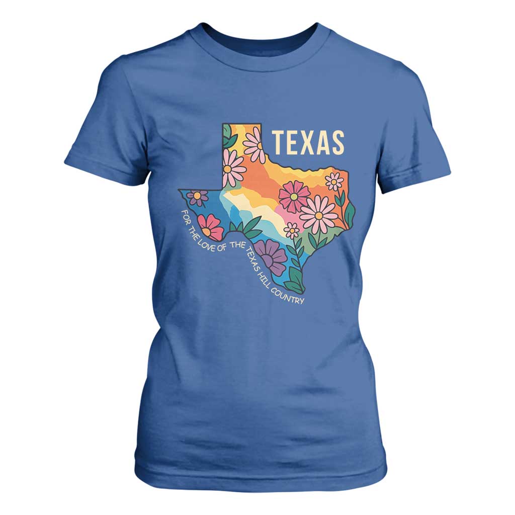 Texas Floral Boho T Shirt For Women For the Love of the Texas Hill Country Southern Pride TS02 Royal Blue Print Your Wear