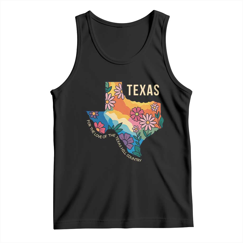 Texas Floral Boho Tank Top For the Love of the Texas Hill Country Southern Pride TS02 Black Print Your Wear
