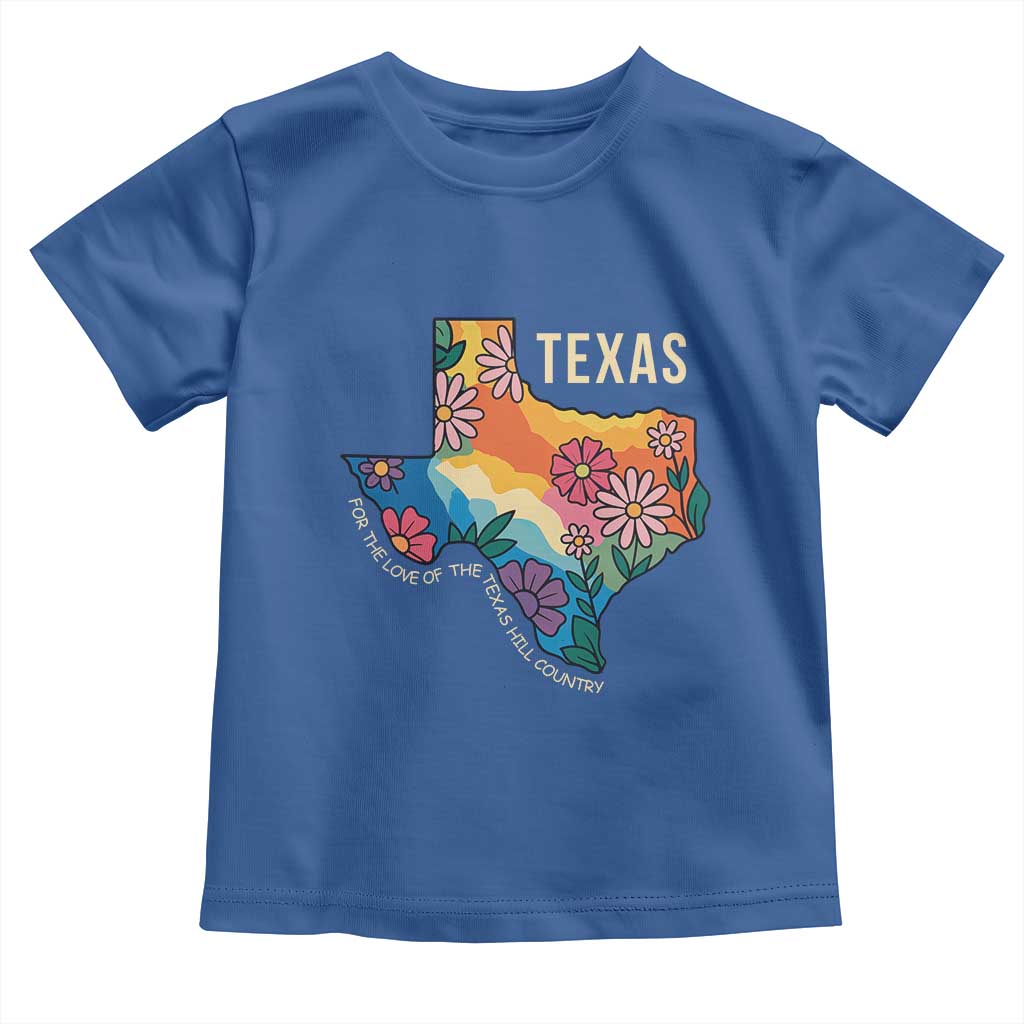 Texas Floral Boho Toddler T Shirt For the Love of the Texas Hill Country Southern Pride TS02 Royal Blue Print Your Wear