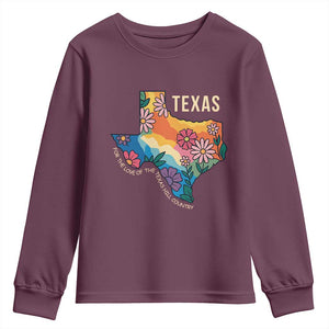 Texas Floral Boho Youth Sweatshirt For the Love of the Texas Hill Country Southern Pride TS02 Maroon Print Your Wear