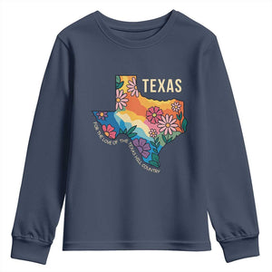 Texas Floral Boho Youth Sweatshirt For the Love of the Texas Hill Country Southern Pride TS02 Navy Print Your Wear