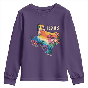 Texas Floral Boho Youth Sweatshirt For the Love of the Texas Hill Country Southern Pride TS02 Purple Print Your Wear