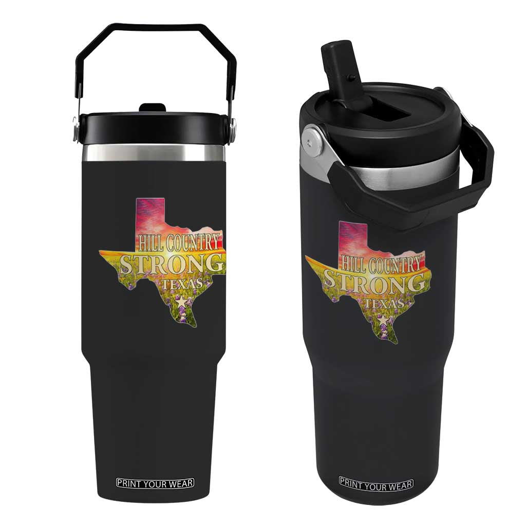 Hill Country Strong Texas Flip Straw Tumbler Sunset Bluebonnet Resilience TS02 One Size: 30 oz Black Print Your Wear