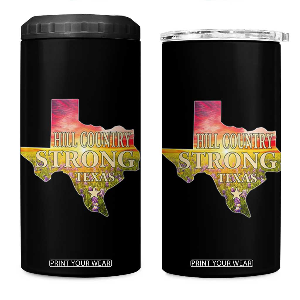Hill Country Strong Texas 4 in 1 Can Cooler Tumbler Sunset Bluebonnet Resilience TS02 One Size: 16 oz Black Print Your Wear