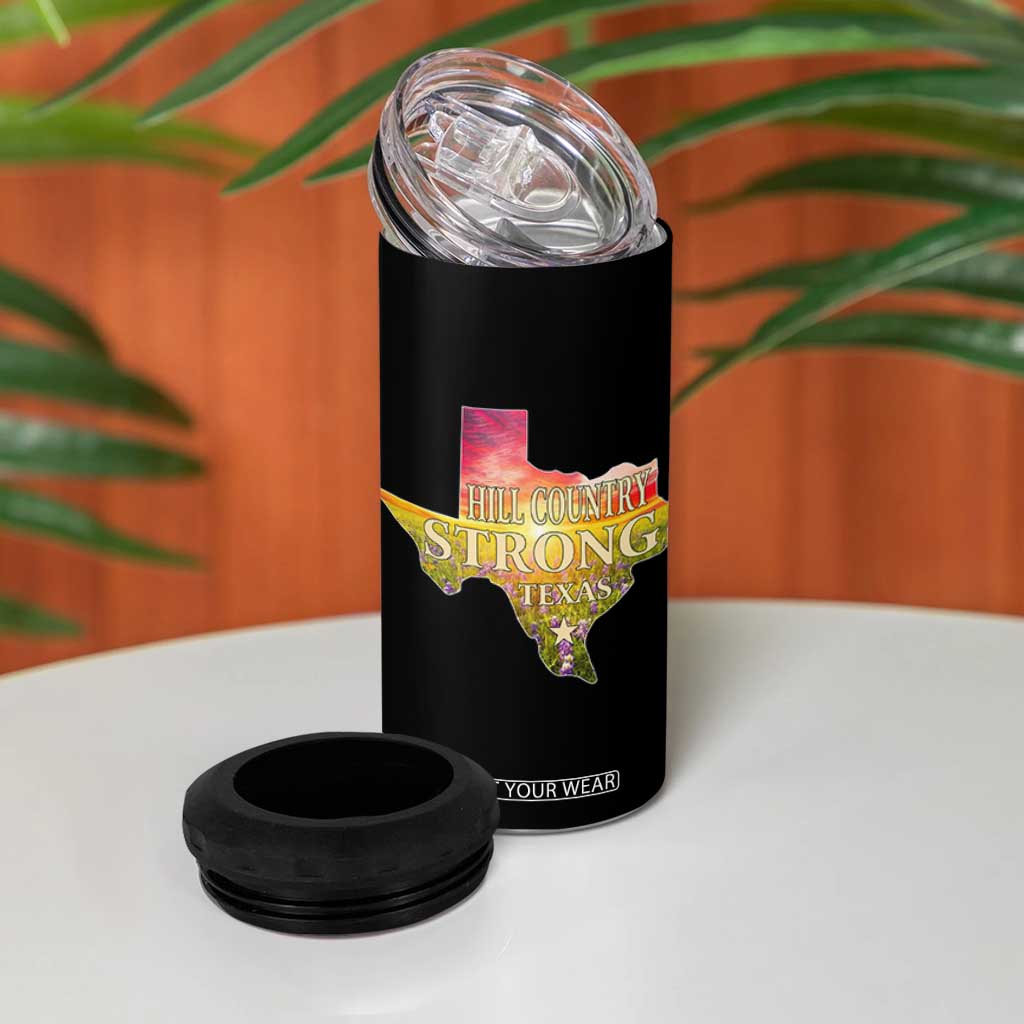 Hill Country Strong Texas 4 in 1 Can Cooler Tumbler Sunset Bluebonnet Resilience TS02 Print Your Wear