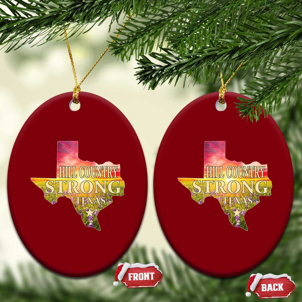 Hill Country Strong Texas Ceramic Ornament Sunset Bluebonnet Resilience TS02 Print Your Wear