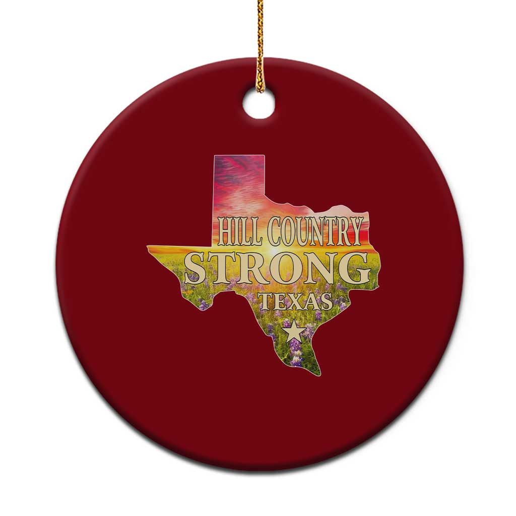 Hill Country Strong Texas Ceramic Ornament Sunset Bluebonnet Resilience TS02 1pc Red Print Your Wear