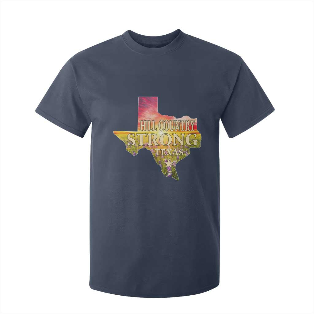 Hill Country Strong Texas T Shirt For Kid Sunset Bluebonnet Resilience TS02 Navy Print Your Wear